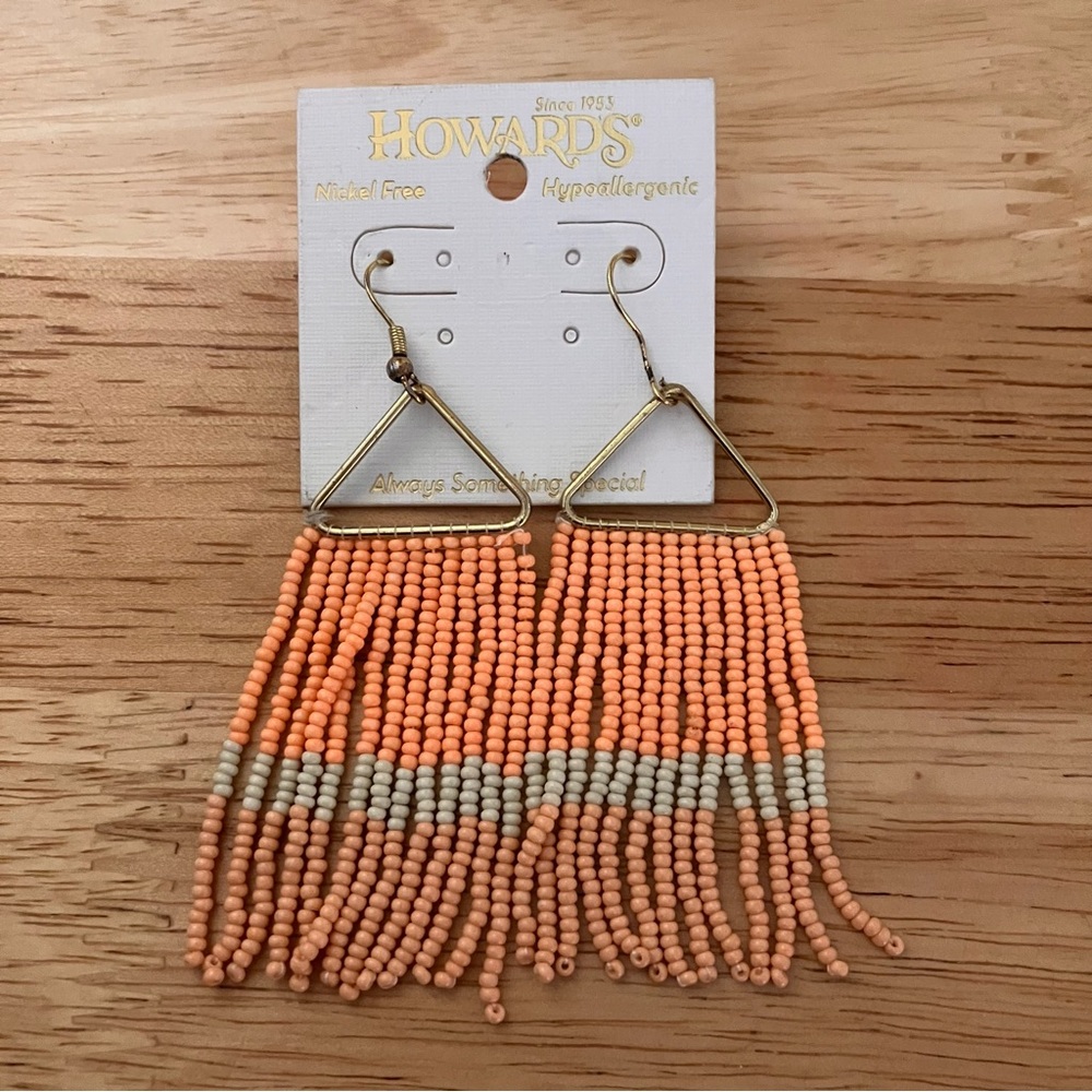 Howard's Coral and Cream Beaded Earrings